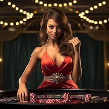 Studio live-dealer pcso Macau Pools dengan meja blackjack profesional dan dealer bersertifikat
